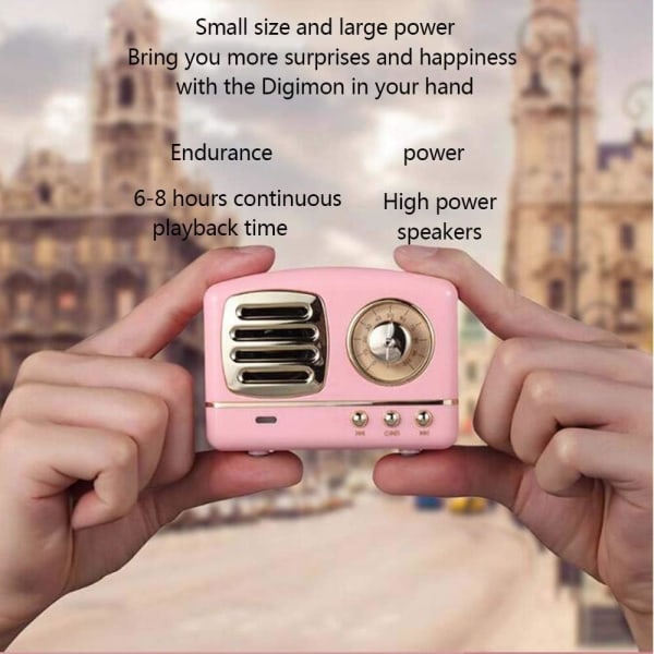 Retro trådløs Bluetooth højttaler med FM radio, en lille højttaler