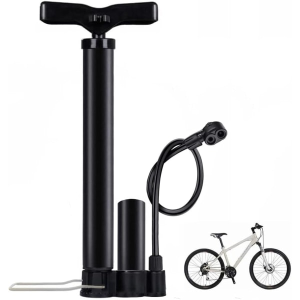 Høytrykkscykelgolvpump, stativpump med Presta & Schrader-ventiler, cykelluftpumpe med kulpumpsnål for cykelbasket