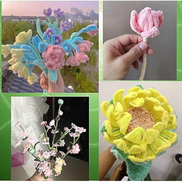 200 stk. 7 farger piperensere for hobby Chenille stang tilbehør pastell macaron fargerike