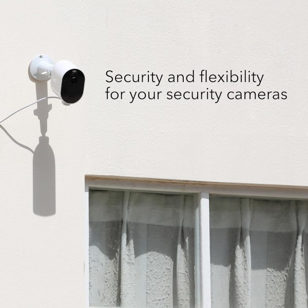 Metallvejgfäste til Arlo Smart Security Camera - Justerbart indendørs-/utomhusfäste til Arlo-kameror og andre kompatible modeller (3-pack, vit)