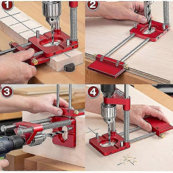 Drill Locator Portable Drill Jig Guide Accurate Drill Locator Steel Carpenter Woodworking Tool Model: Black-FF-