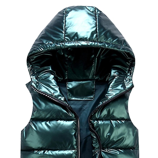 Sliktaa Unisex kiiltävä vedenpitävä hihaton takki Kevyt toppaliivi Vihreä Green M