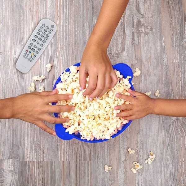 Popcornskål silikone sammenklappelig Blå Blå