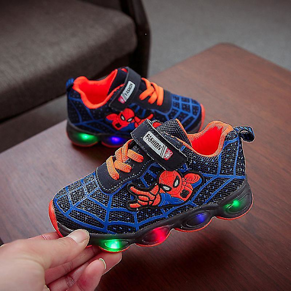 Børns Casual LED Spider-Man Lysende Sko Blå blue 29