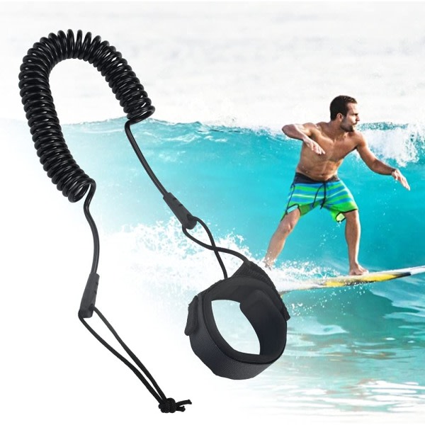 Surfing snor 5,5 mm Justerbar SUP Coiled, Sort