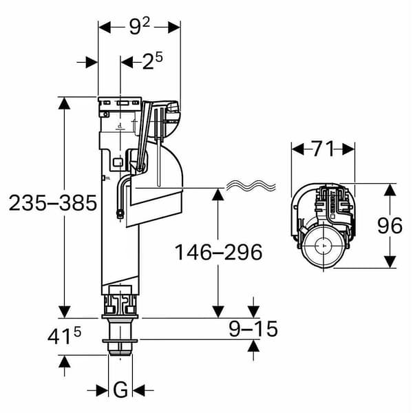Til Geberit Type 360 Påfyldningsventil Bundtilslutning (1/2\" Plast) (281.206.00.1)-FF-