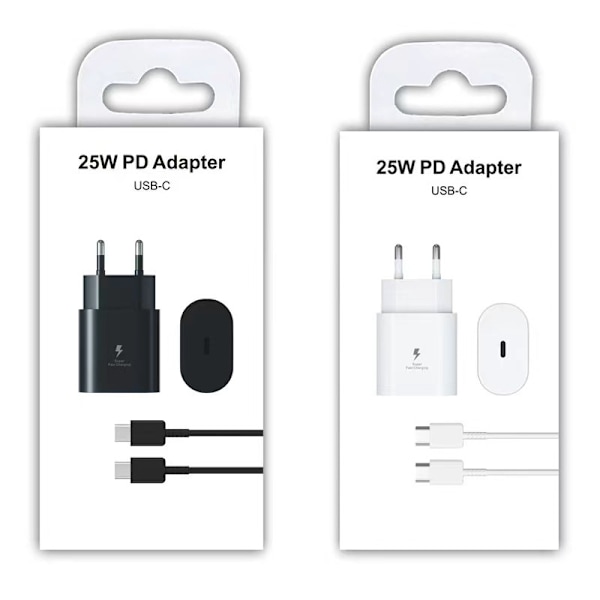 Samsung PD25W Super Hurtigopladningsstik S23 og Oplader Samsung 25W Charging Plug Black