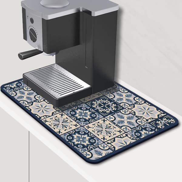 Drainage Mat, Soft Microfiber Sink Pad for Kitchen Drains for Cookware Sink Countertop (40 * 50 CM, Blue Print)-FF- 40*50cm