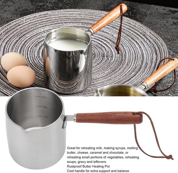 Smeltegryte 450 ml Induksjon Rustfritt Stål med Trehåndtak