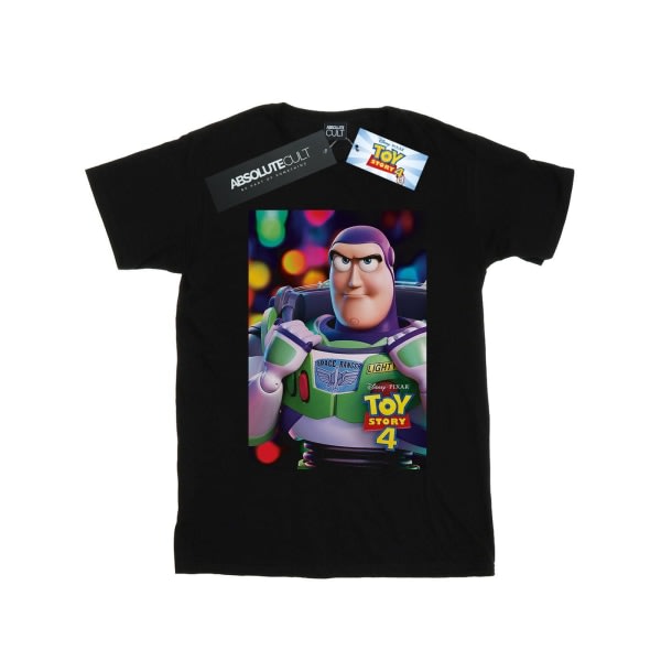 Disney Girls Toy Story 4 Buzz Lightyear plakat T-shirt bomuld 7 sort 7-8 år