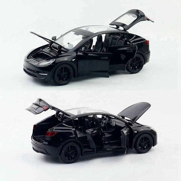 1/32 Tesla Model Y SUV Leksaksbil Modell, Diecast Metall Legering Ljud & Ljus Pull Back 1:32 Samling Present, För Pojke Barn White