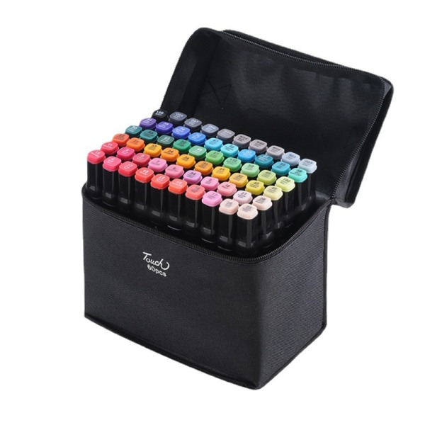 24 farver tuschpen med etui dobbeltsidet pen multifarvet
