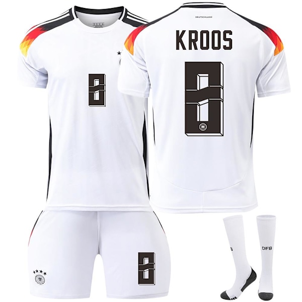 Tysk EM-hjemmefotballdrakt nummer 8 Kroos, ny sesongs siste fotballdrakt for voksne og barn, fotball 4 Kids 16(90-100cm)