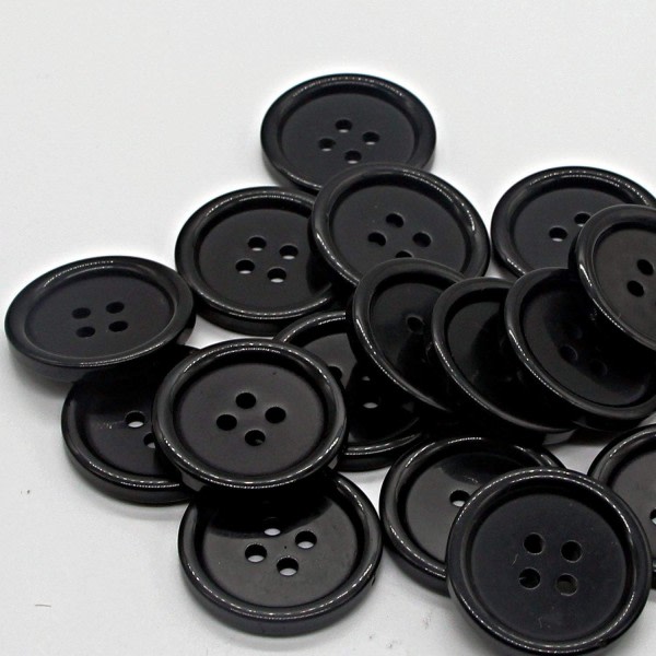 1 tum (25 mm) sömnad flatback hartsknappar for DIY Craft Coat-knapper Svart pakke med 50 st
