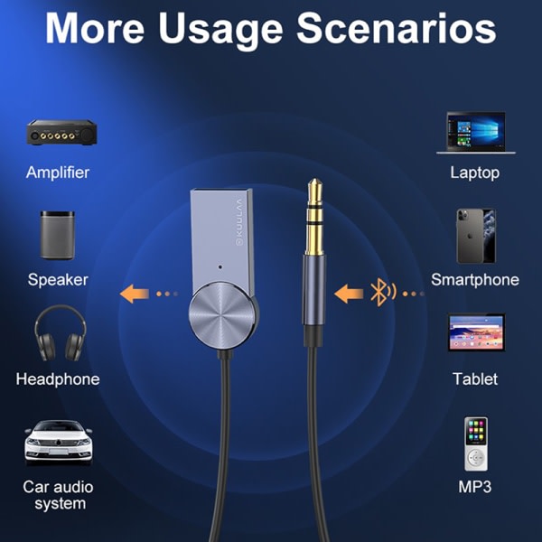 Aux Bluetooth-adapter Dongle Kabel För Bil 3,5 mm Jack