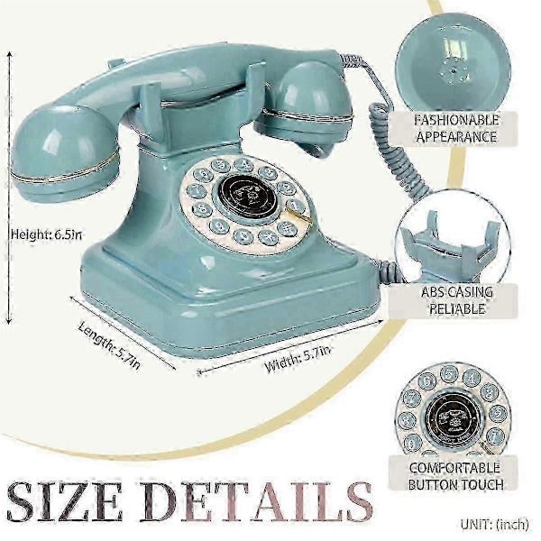 Audio Gästtelefon Retro Rotary Audio Gästbok Telefon Meddelandeinspelare Vintage Telefon - Bra - Perfekt Blue