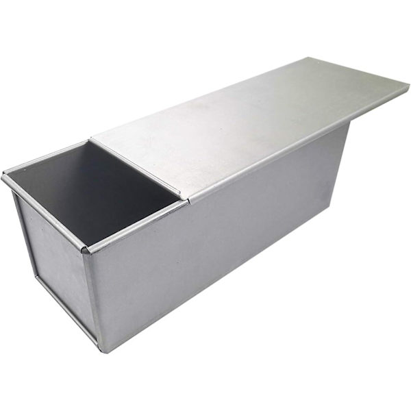 Pullman brödform med lock, 1,65 lb degkapacitet, Non-stick rektangulär platt toastlåda - Silver (750G)
