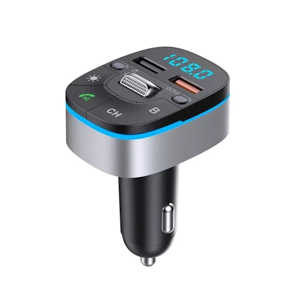 Bluetooth FM-sändare för bil, Bluetooth biladapter med dubbla USB laddningsbilladdare MP3-spelare Stöd för TF-kort och USB -disk, handsfreesamtal, 7 färger LED-bakgrundsbelyst ljus