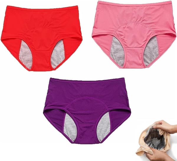 3-pack läckagesäkra damunderkläder - läckagesäkra trosor för över 60 #s inkontinens D D 7XL