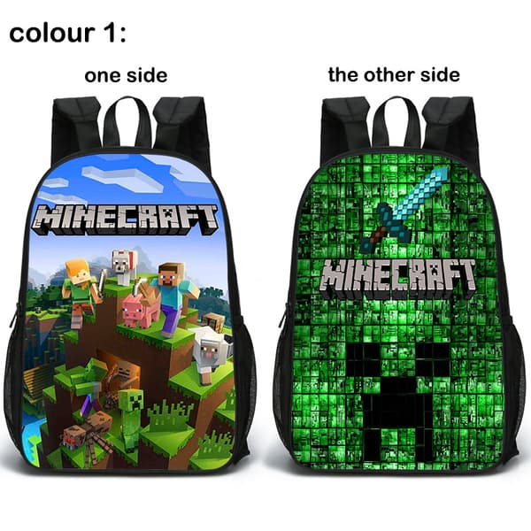2022 Uusi kaksipuolinen Minecraft-reppu .-FF-