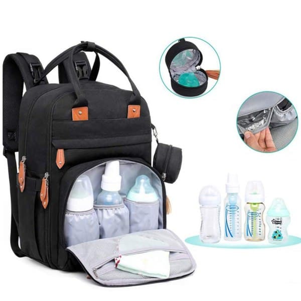 Diaper Bag Backpack with Portable Changing Pad for Moms and Dads Dark Grey-FF- dark grey
