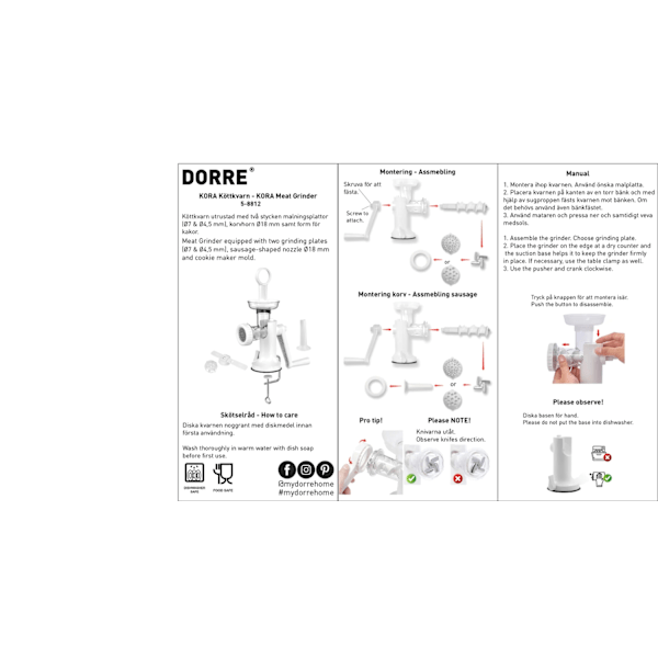 Kjøttkvern Kora Dorre white 785