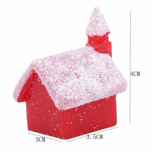 Mikro landskabsdekoration Rød snehusharpiks Julehåndværksfigurer til miniaturedekorationer, farve 2 (2 pakke)