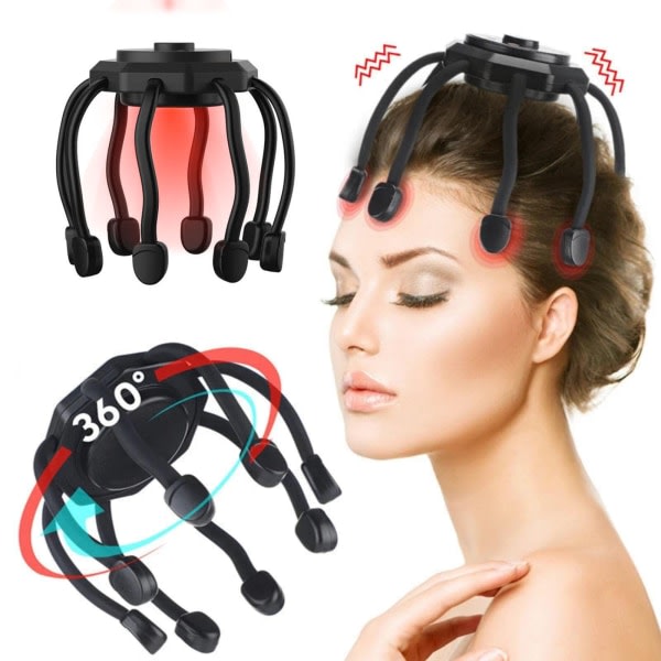 Ultra hovedbundsmassager, 3 modes trådløs bærbar 360 graders hovedmassager til hovedafslapning