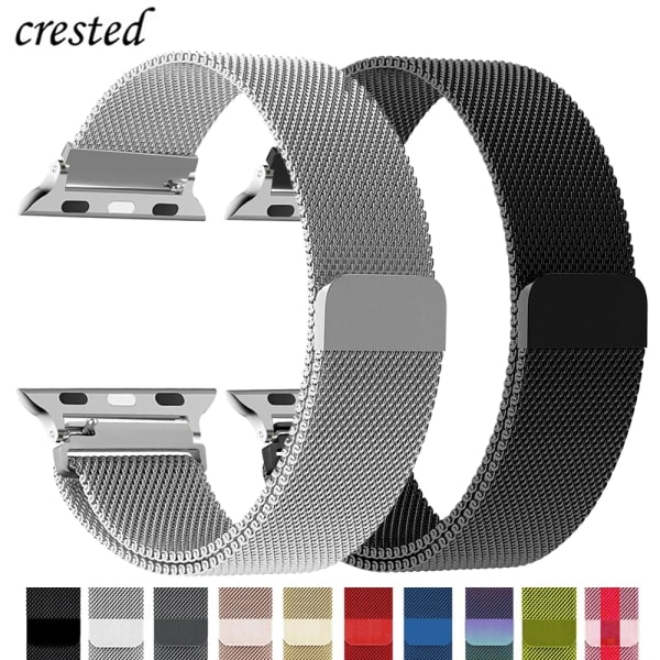 Milanese Loop Rem for Apple Watch Band 44mm 40mm 45mm 49mm 41mm 38mm 42mm 44mm Armbånd iWatch Series 9 3 6 5 SE 7 8 Ultra 2 Starlight - Gull gold gold 42mm/44mm/45mm/49mm