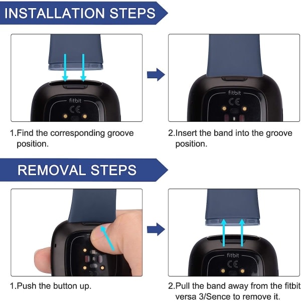 [3-pakning] Rem kompatibel for Fitbit Versa 3-rem / Fitbit Sense-rem, myk silikonrem for Fitbit Versa 3 / Fitbit Sense Smart Watch