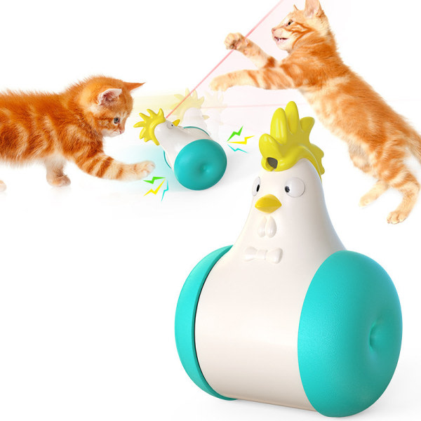 Blåt kæledyrstilbehør Elektrisk laserglas Utæt kuglekarrusel Drilleri kattelegetøj (Lys kattekylling)