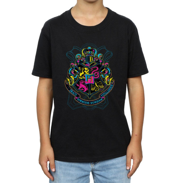 Harry Potter Boys Neon Hogwarts Crest T-shirt 12-13 år Svart Svart 12-13 år