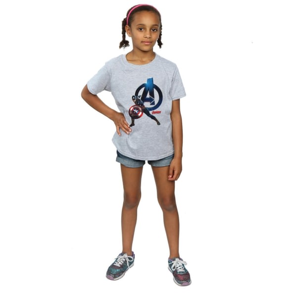 Marvel Girls Captain America Pose T-shirt i bomull 7-8 år Spor Sports Grey 7-8 år