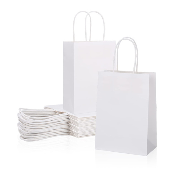 60 x Papirsposer med håndtag Hvide gaveposer Kraft-XF12-