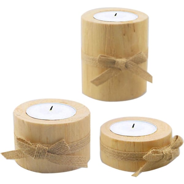 3 set yksilöllinen puinen kynttilänjalka, teevalokynttilä