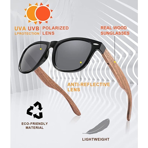 Polariserte solbriller Beskyttelse for menn og kvinner, retro treinnfatning