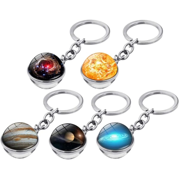5kpl Planet avaimenperä Gem Starry Sky avaimenperä laukku riipus lahja