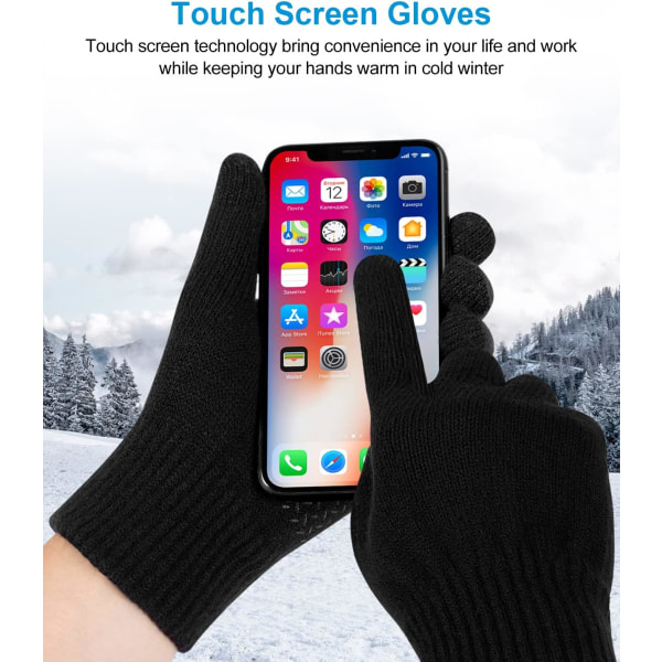 Vinterstrikhandsker til mænd og kvinder, touch screen handsker Soft