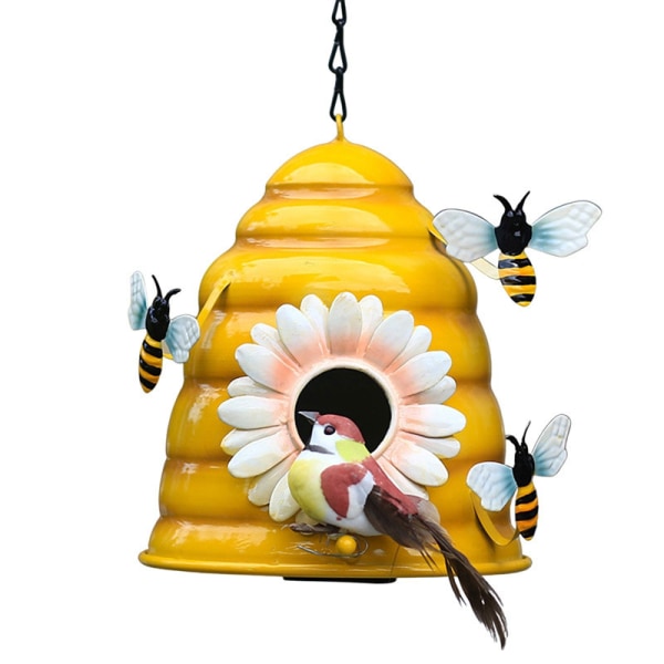 Garden Bird House, Metal Bird House Bee Shaped Hanging Feeding