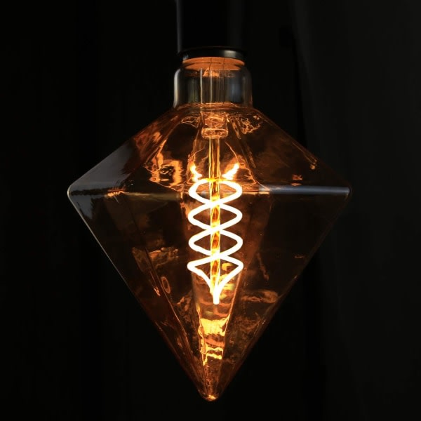 Vintage LED Edison Bulb E27 Retro glödlampa 3W dekorativ spiraldiamantlampa, antikguld varmvita lampor, ej dimbar