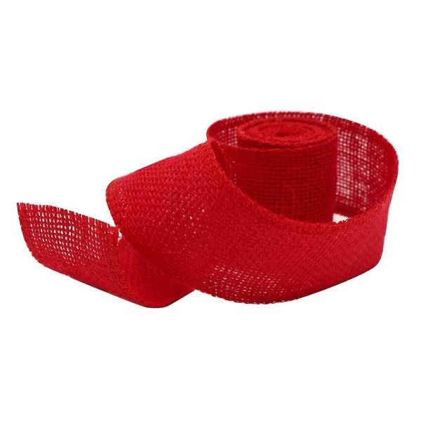 2m Rustik Naturlig Jute Hessian Burlap Ribbon Roll Sy Förpackning Gör det själv hantverk Jikaix Red
