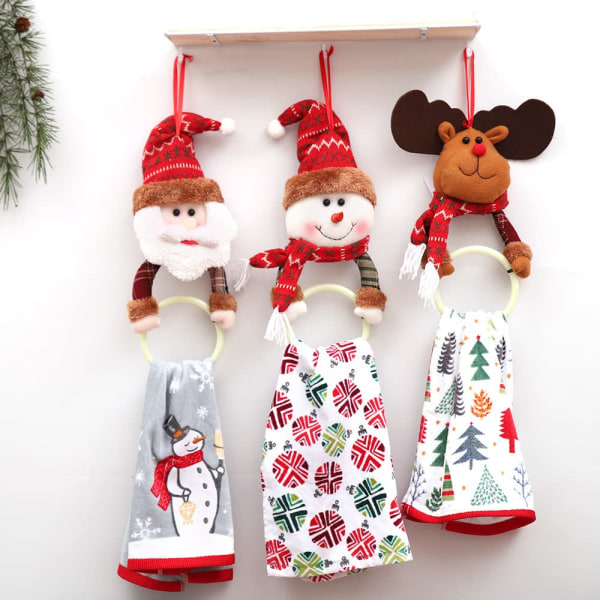 3 stk julepynt Julenissen Elg Snømann Doll Anheng Juletrepynt Pynt Julefestpynt (07, 38x12cm)