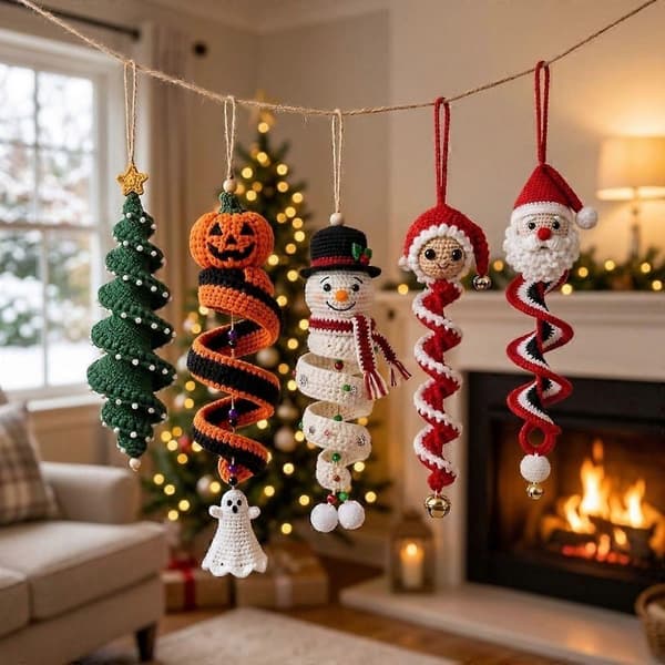 Spiral blødt garn hæklet ornament DIY-sæt, håndlavet håndværkssæt til gave (D) Style 2