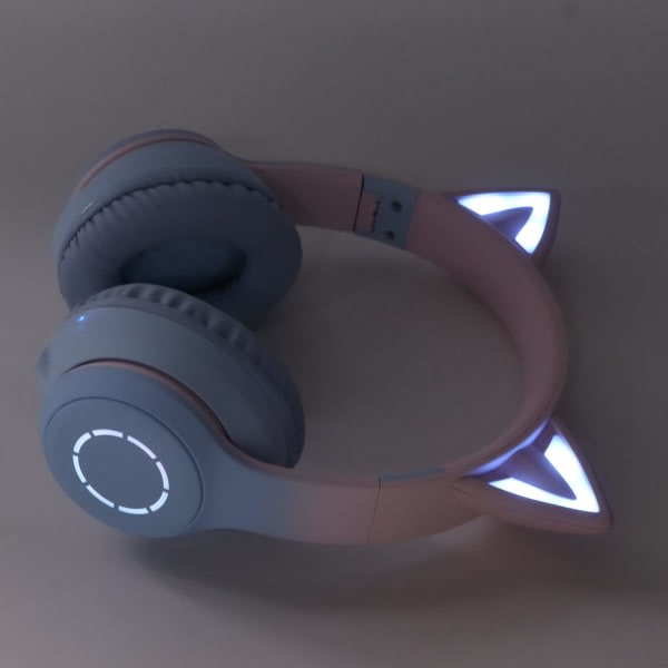 LED Light Up Cat Ear -pelikuulokkeet, langattomat taitettavat kuulokkeet mikrofonilla - sininen
