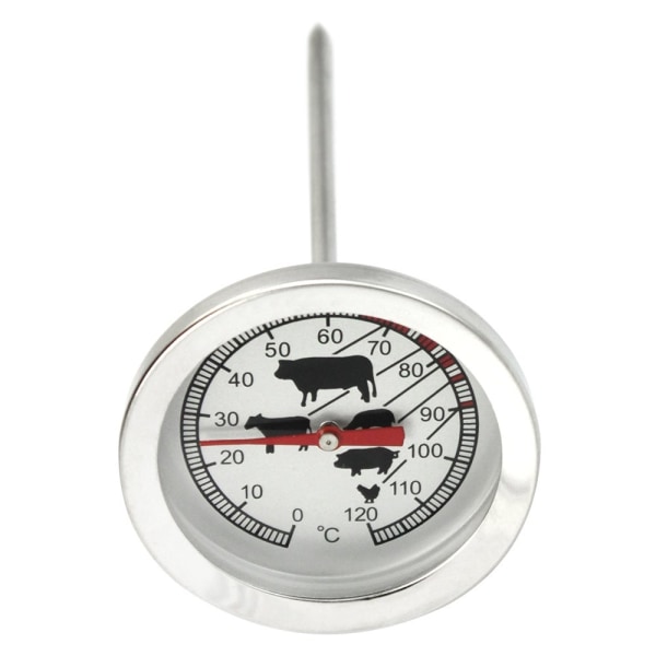 ACY 2x stektermometer i rostfritt stål - Analoginen kötttermometer, jopa 120°C - Grilltermometer