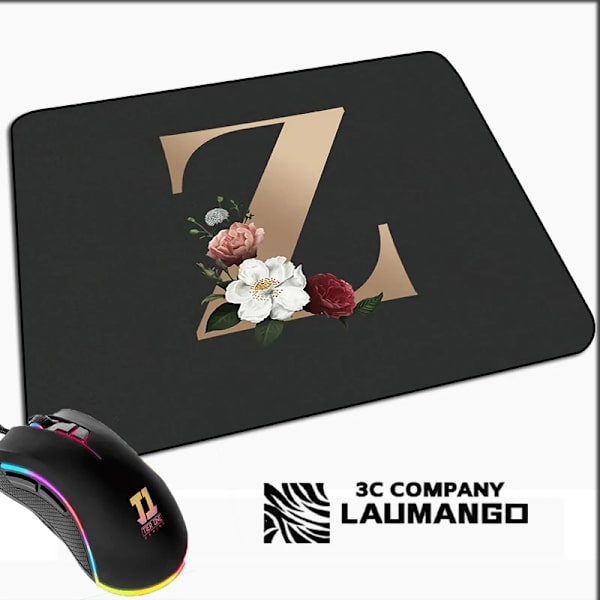 Lille Spillemusmåtte Gylden Initial Navn Mønster Kawaii Musmåtte Gamer Mini Computer Anime Måtte Gummimåtte Pc Tilbehør Måtter GG002054 GG002054 25x29cm