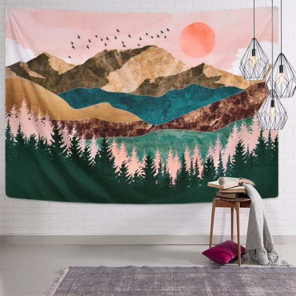 Sevenstars Mountain Tapestry Skov Træ Tapestry Sunset Style 2 180*230cm