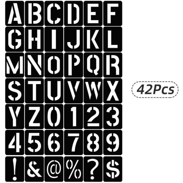 42 stk Genanvendelige vaskbare PP alfabet- og talsjabloner