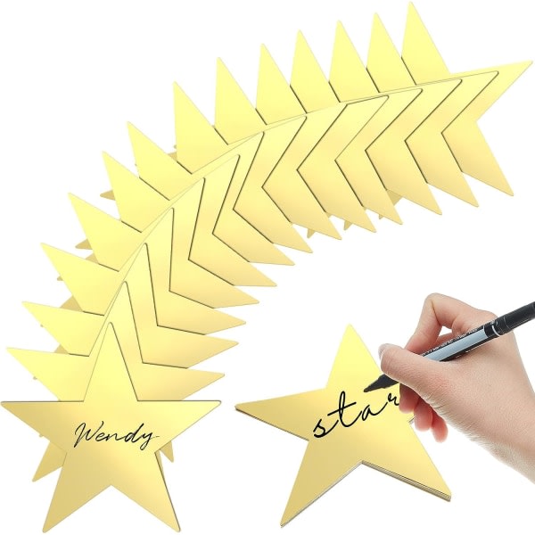 80 stycken stjärnutskärningar Printed papper stjärndekorationer Glitterstjärna konfetti-utskärningar för klassrumsväggfest, 6 tum (guld)