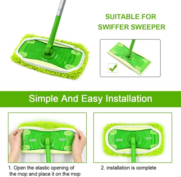 Swiffer-kompatible mikrofiberklude til våd og tør brug, 10-pak, grøn, 25x11,5 cm
